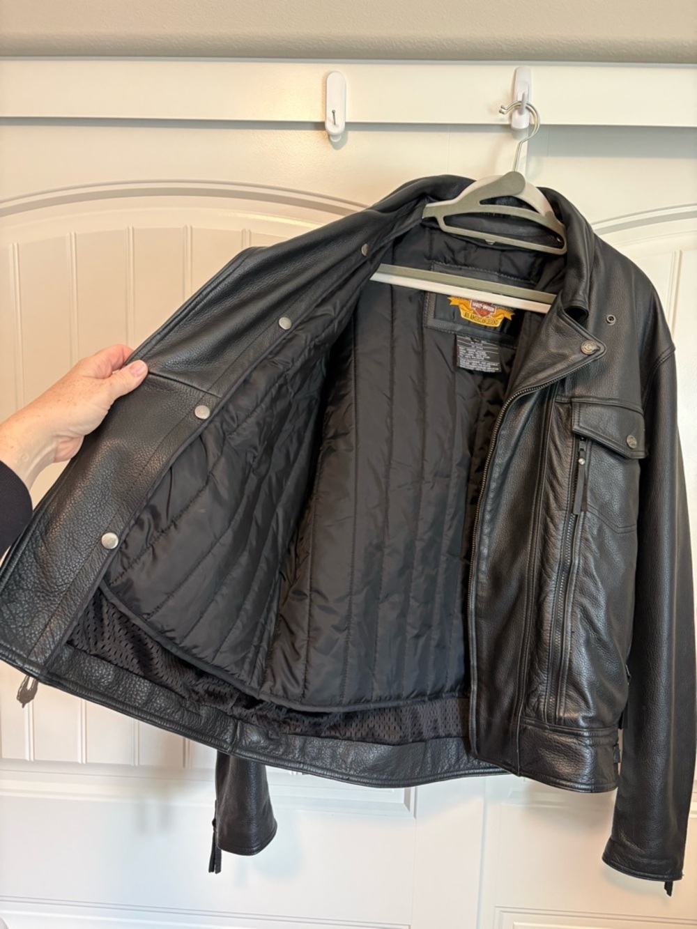 Vintage Harley Davidson 90s Leather Jacket Vented Nevada Black Large - Picture 9 of 14